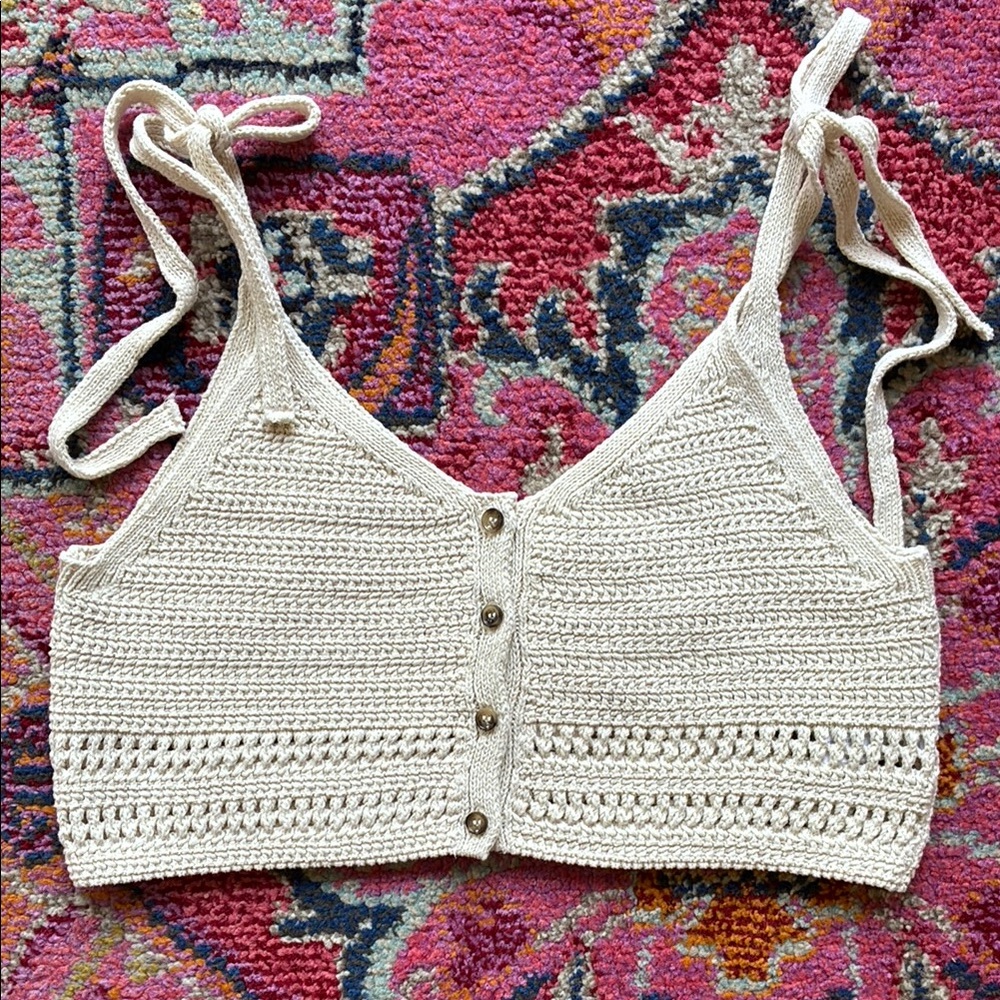 Zara Cream Crochet Tank Top- Size M